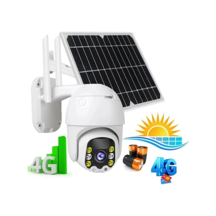 Radex Rx-14 3mp 4K 4g Sim Kartlı Güneş Panel Dual Lens Solar Mikrofon 360 Ptz Güvenlik Kamera