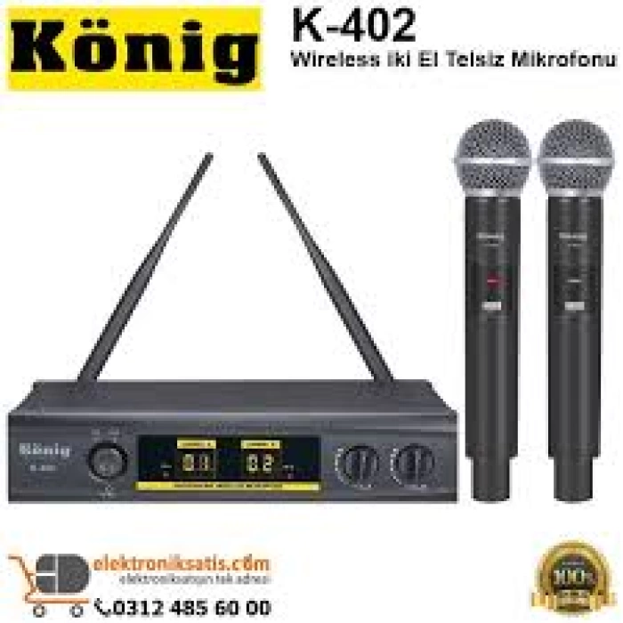 König K-402 El + El UHF Kablosuz Mikrofon Seti