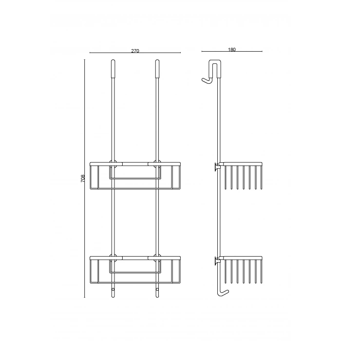 25-324 Dikdörtgen İkili Şampuanlık Askılı