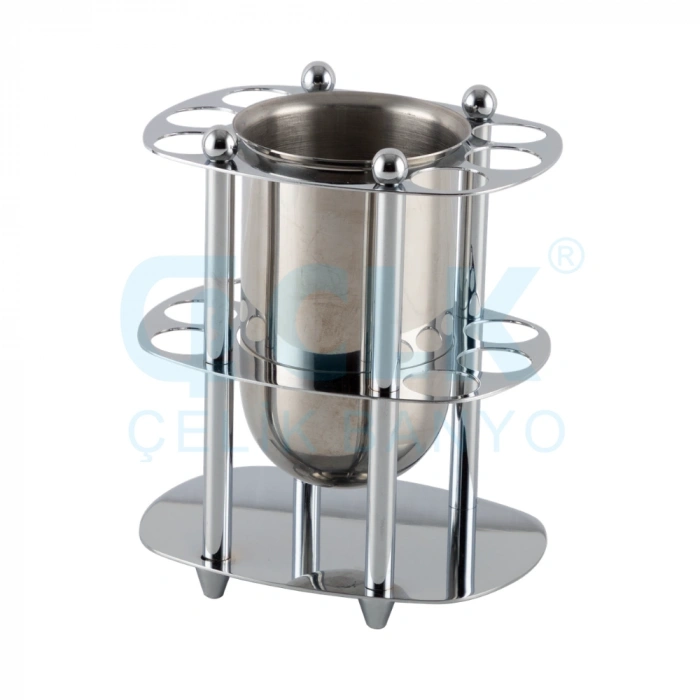 50-076 - PORTE-BROSSE À DENTS EN MÉTAL AVEC COUPELLE CHROMÉE