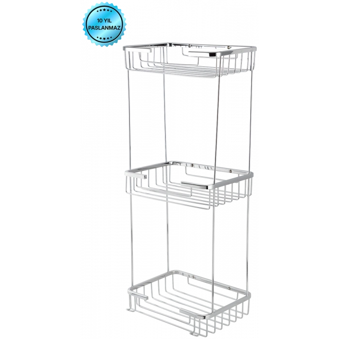 25-023 - TACİ ÜÇLÜ KARE ŞAMPUANLIK 22*15 CM