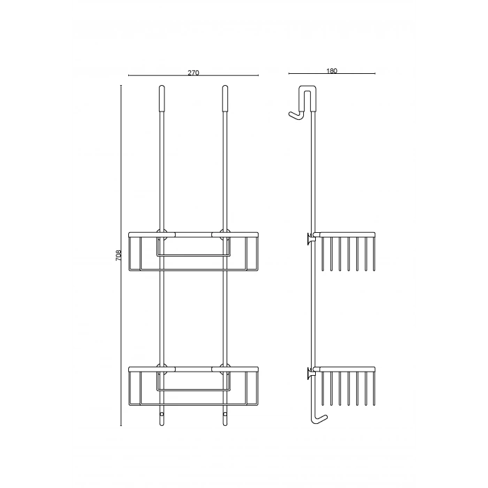 25-324 Dikdörtgen İkili Şampuanlık Askılı