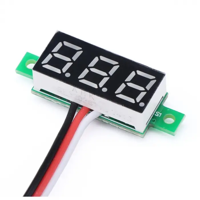 0.28 inch DC 0-100V Mini Digital Voltmetre - 3 Kablolu Hassas Gerilim Ölçer