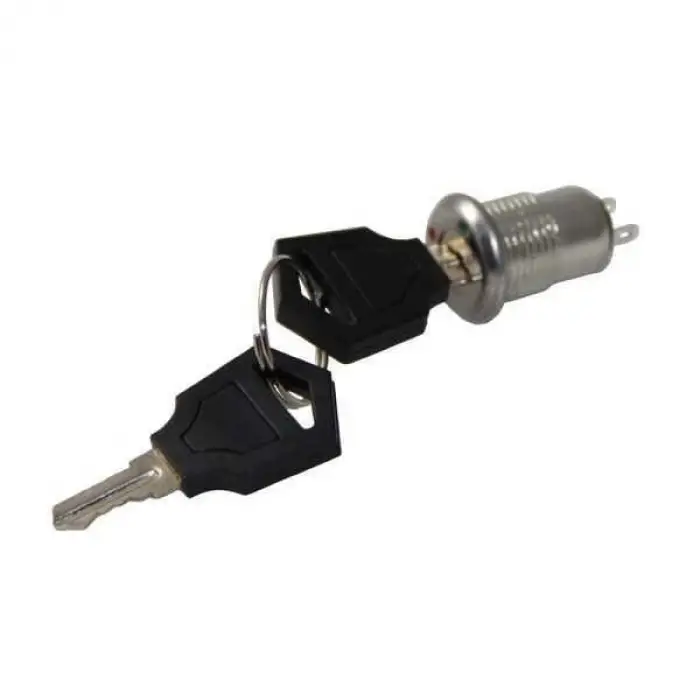 12mm Anahtarlı Switch - On-Off Kilitli Anahtar - 250V AC Güvenlikli Kontrol Butonu