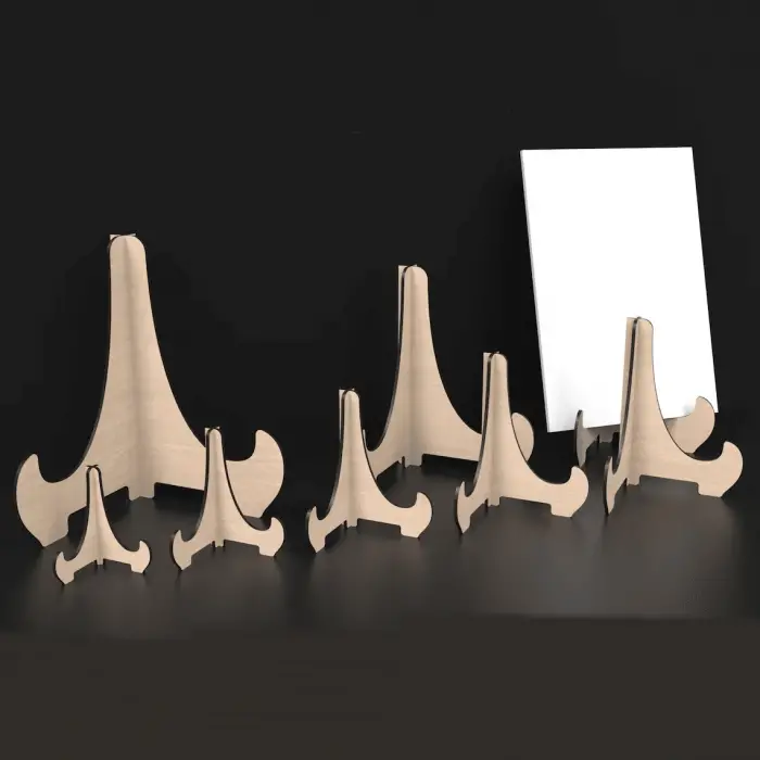 132x150mm Ahşap MDF Teşhir Ayağı – 3mm MDF Ürün Standı (6 Renk)