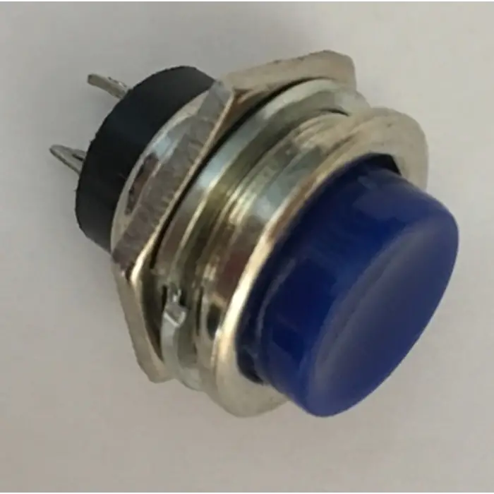 16mm Metal Push Buton Mavi - Su Geçirmez Panel Tipi Anahtar - IP67 Paslanmaz Buton