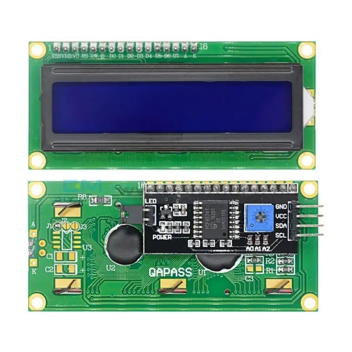16x2 I2C LCD Ekran Modülü - Hazır Lehimli 1602 Mavi Karakter Display