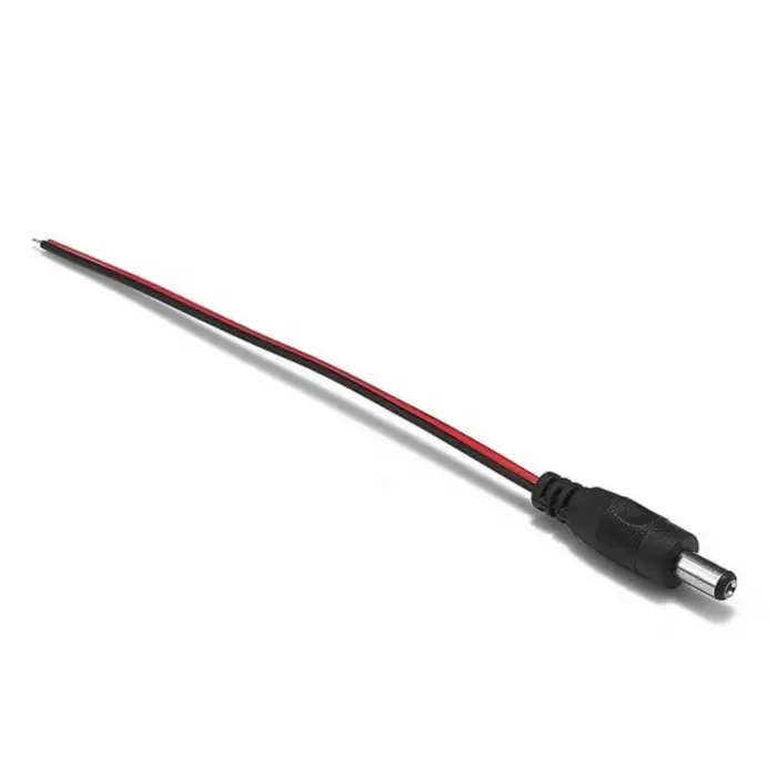 2.1mm Erkek DC Jack 20cm Kablo - 5.5x2.1mm Standart Güç Çıkış Konnektörü