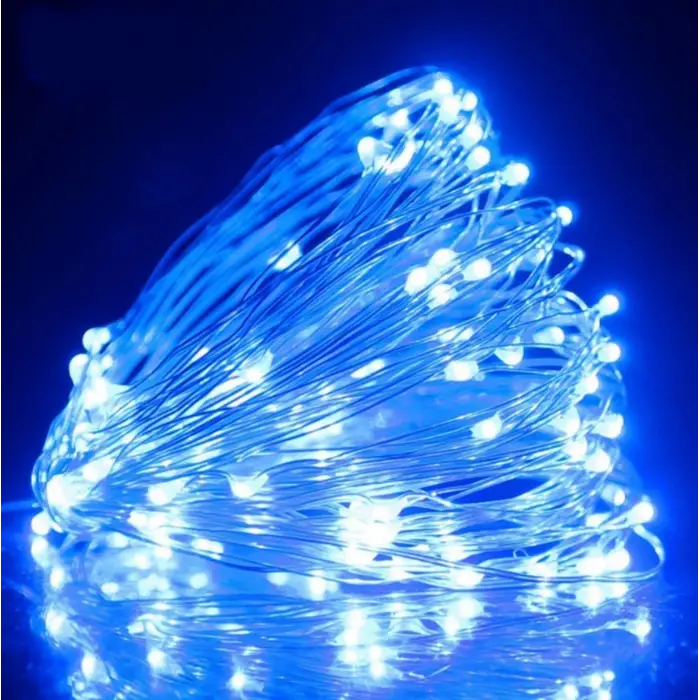 3 Metre Mavi Peri LED - Pilli Dekoratif Tel LED Aydınlatma - 2xAA Enerji Yönetimi