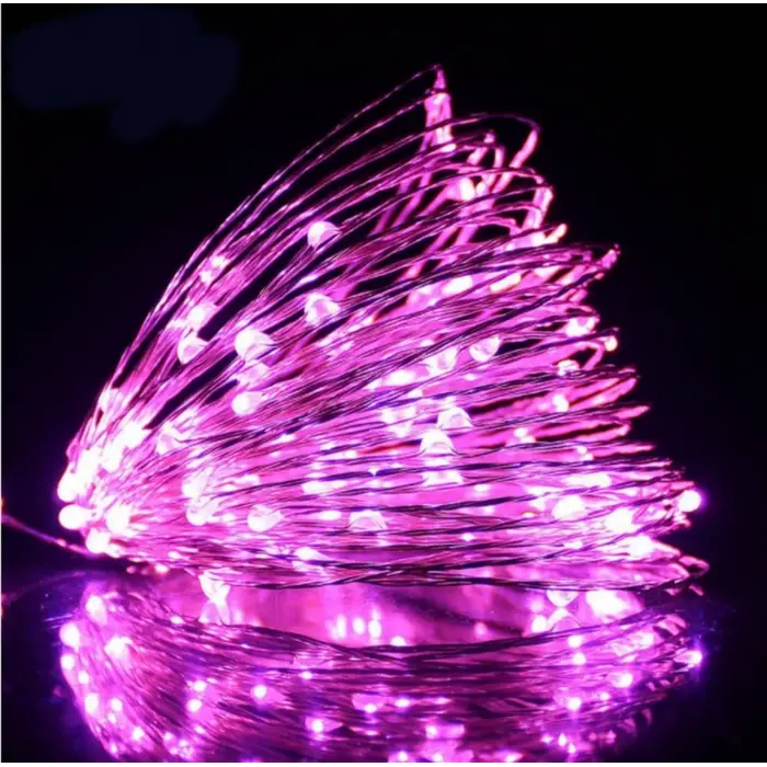 3 Metre Pembe Peri LED - Pilli Dekoratif Tel LED Aydınlatma - 2xAA Pil Uyumlu
