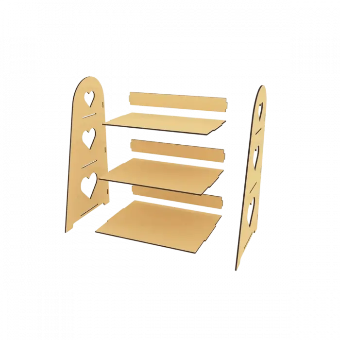 3 Raflı MDF Ahşap Masaüstü Teşhir ve Organizer Standı
