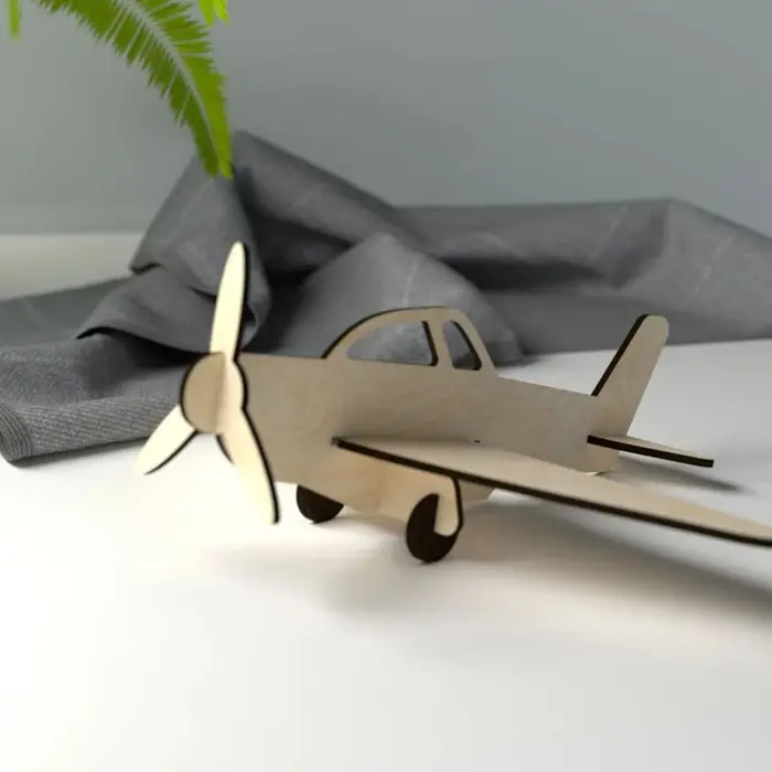 3D Ahşap Boyanabilir Uçak Maketi (Lazer Kesim)