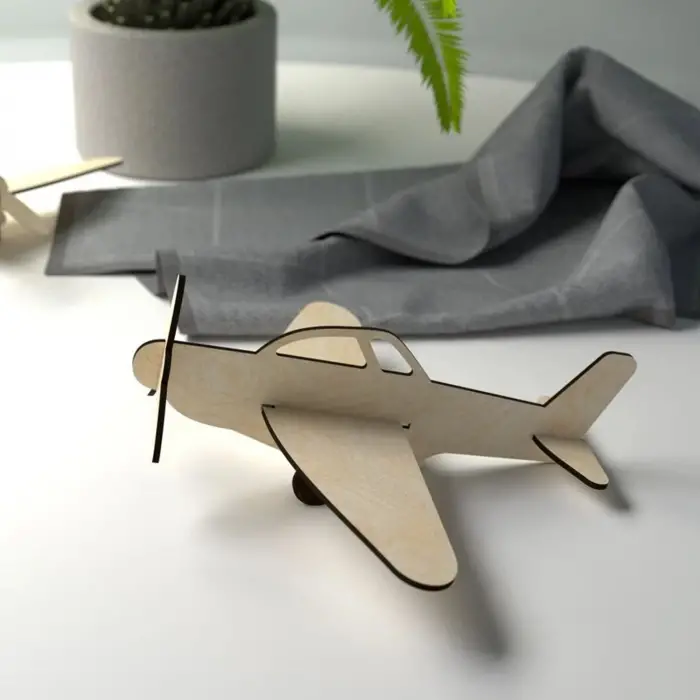 3D Ahşap Boyanabilir Uçak Maketi (Lazer Kesim)