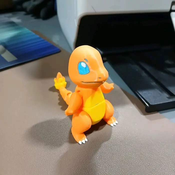 3D Hareketli Ahşap Pokemon Charmander Figürü (Boyanabilir)