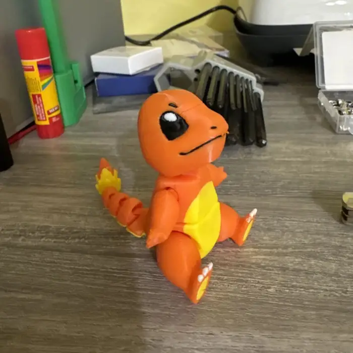 3D Hareketli Ahşap Pokemon Charmander Figürü (Boyanabilir)