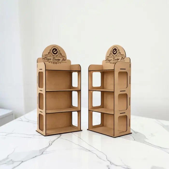 4 Raflı MDF Ahşap Masaüstü Teşhir ve Organizer Standı