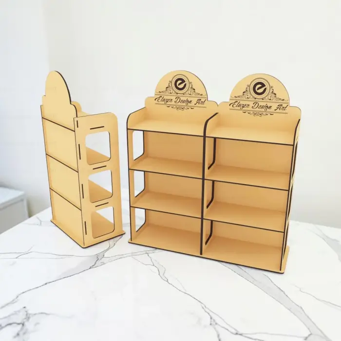4 Raflı MDF Ahşap Masaüstü Teşhir ve Organizer Standı