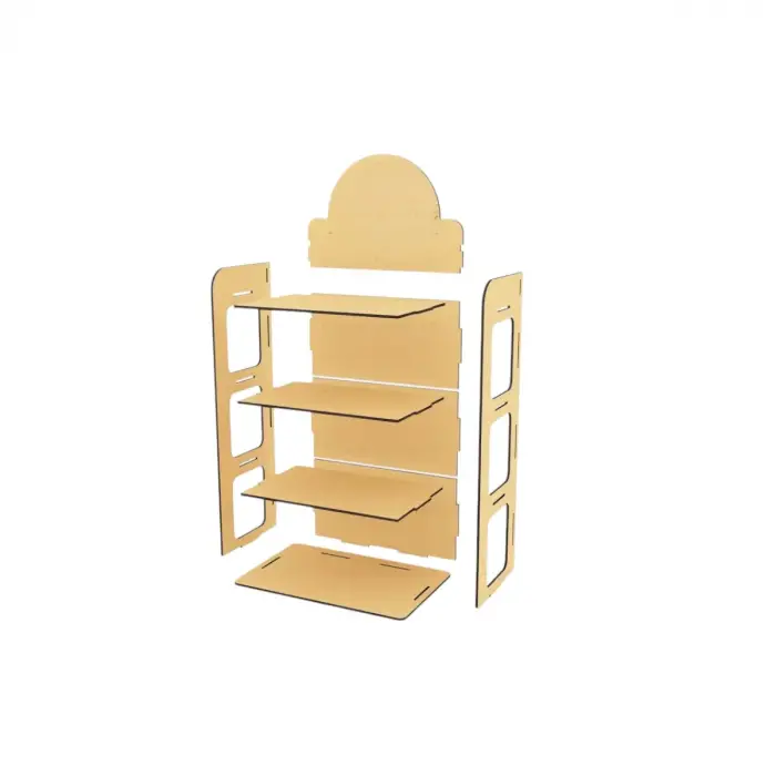 4 Raflı MDF Ahşap Masaüstü Teşhir ve Organizer Standı