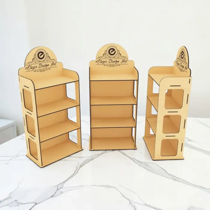 4 Raflı MDF Ahşap Masaüstü Teşhir ve Organizer Standı