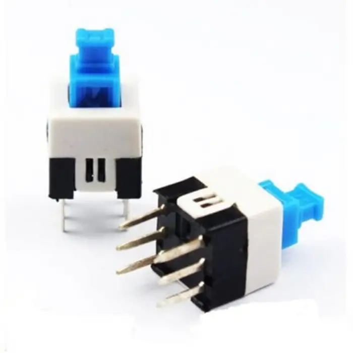 6 Pinli On/Off Kilitli Buton - DPDT Kilitli Push Switch - Çift Kanallı Mini Anahtar