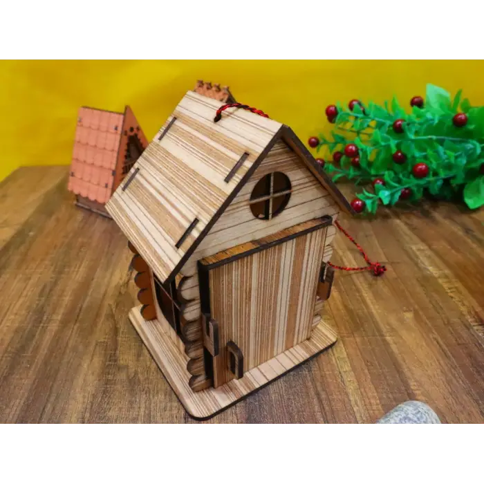 Boyanabilir Minyatür Ahşap Ev Maketi - 3mm MDF Lazer Kesim Hobi Seti