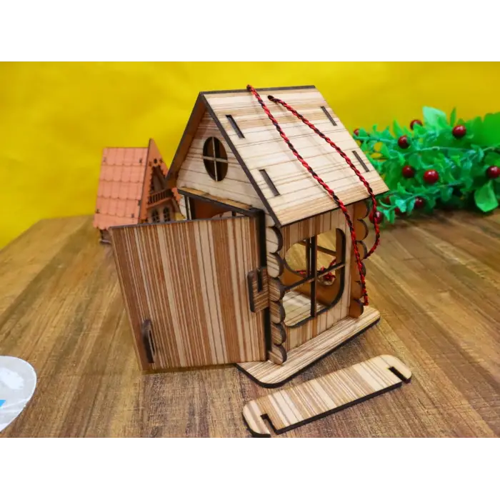Boyanabilir Minyatür Ahşap Ev Maketi - 3mm MDF Lazer Kesim Hobi Seti