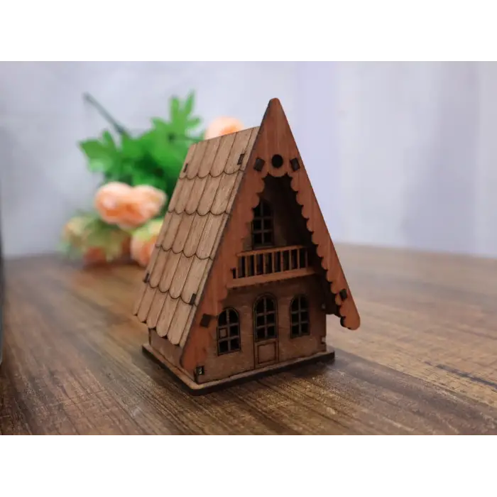 Boyanabilir Ahşap Ev Modeli - 3mm MDF Lazer Kesim Sanat Etkinliği