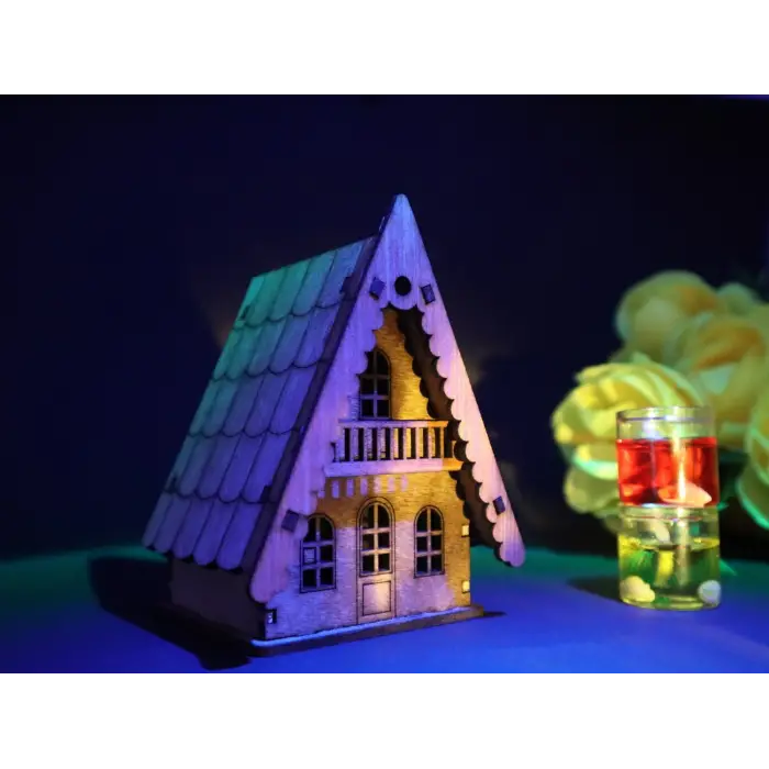 Boyanabilir Ahşap Ev Modeli - 3mm MDF Lazer Kesim Sanat Etkinliği