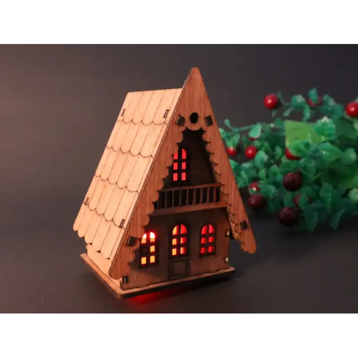 Boyanabilir Ahşap Ev Modeli - 3mm MDF Lazer Kesim Sanat Etkinliği
