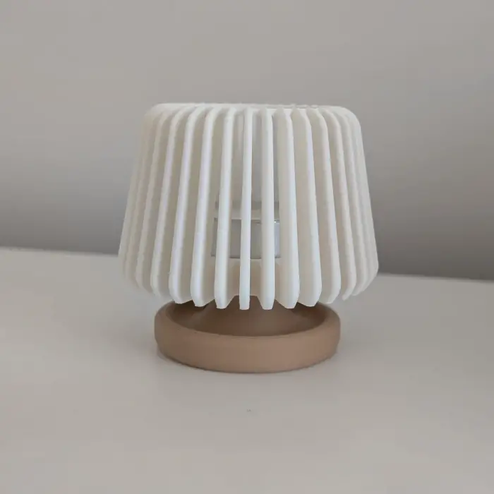 Abajur Formlu Dekoratif Tealight Mumluk Beyaz-Kahverengi - Pilli LED Mum Hediyeli