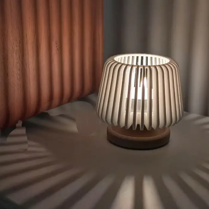 Abajur Formlu Dekoratif Tealight Mumluk Beyaz-Kahverengi - Pilli LED Mum Hediyeli