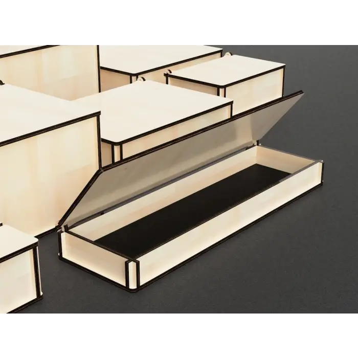 Açılır Kapaklı Ahşap MDF Saklama Organizer Kutusu 200x150x100mm