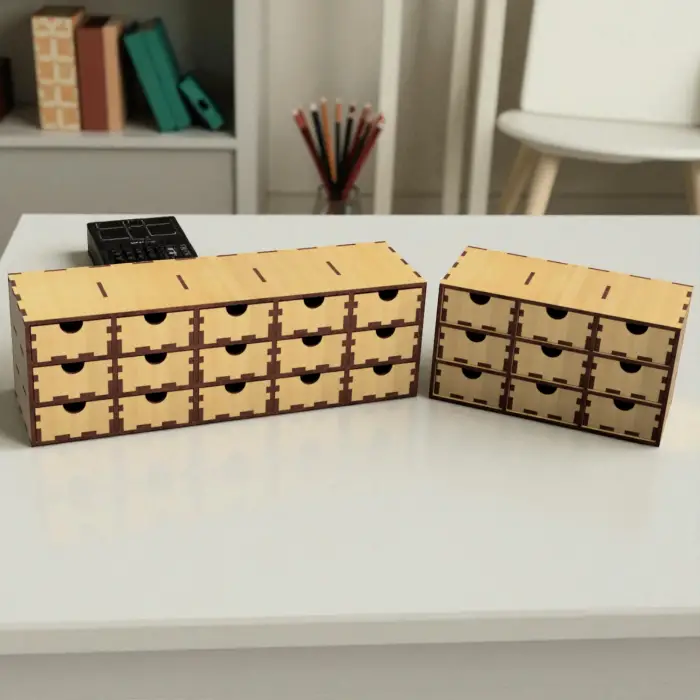 Ahşap Çekmeceli Organizer (15 Çekmeceli)