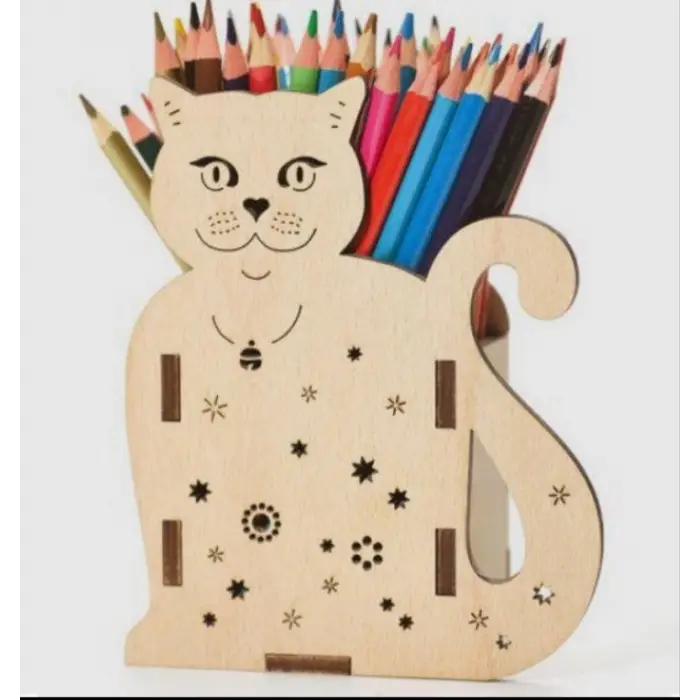 Ahşap Kedi Kalemlik