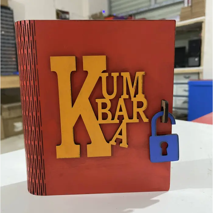 Ahşap Kilitli Kitap Kumbara