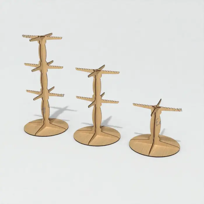 Ahşap MDF Anahtarlık Takı Teşhir Standı | 1-2-3 Katlı Dikey Modeller