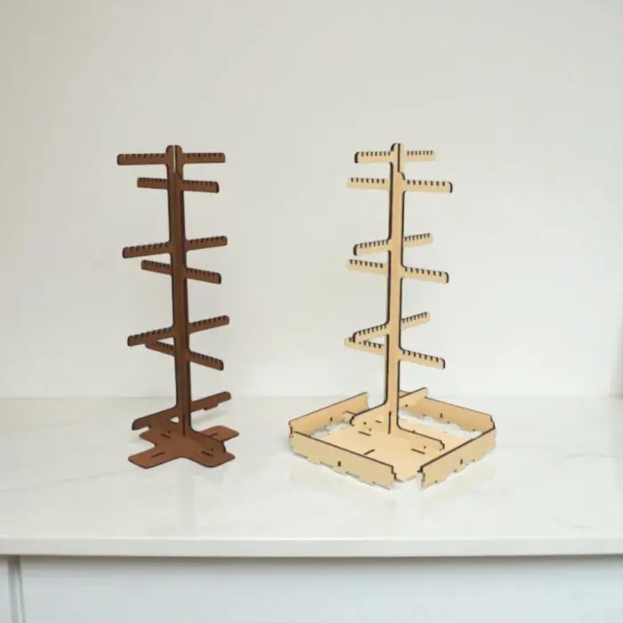 Ahşap MDF Anahtarlık Takı Teşhir Standı | 150x150x330mm Kutu Taban Seçenekli