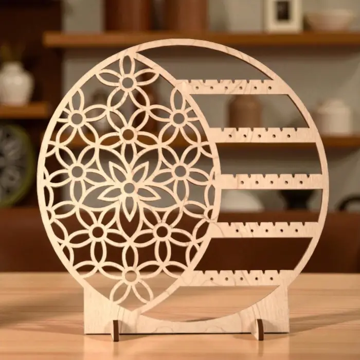 Ahşap MDF Hayat Ağacı Formlu Küpe Teşhir Standı - 17 cm Dekoratif Lazer Kesim Tasarım