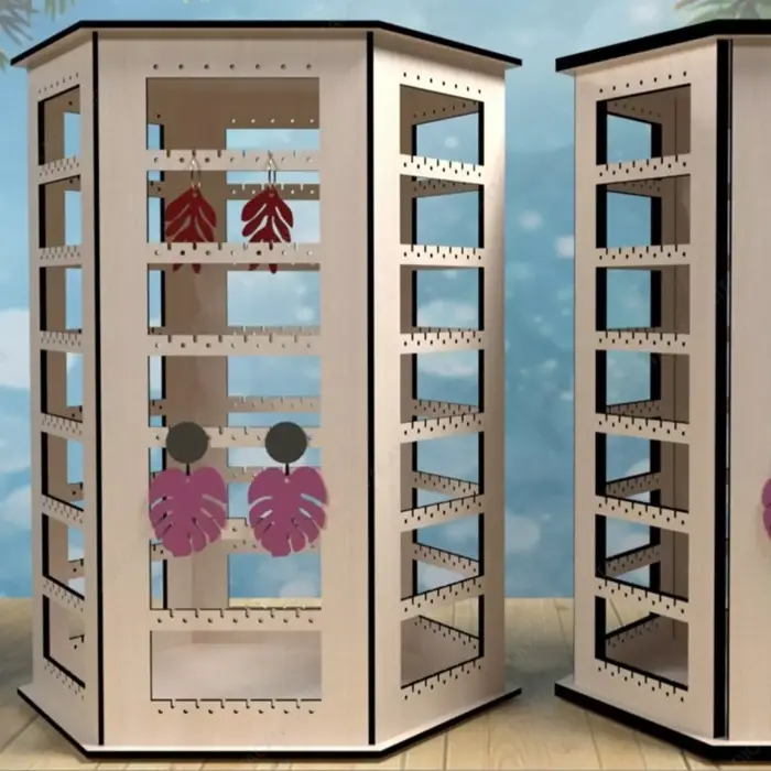 Ahşap MDF Hexagon Takı Kolye ve Küpe Teşhir Standı - 3 Farklı Boy Seçeneği