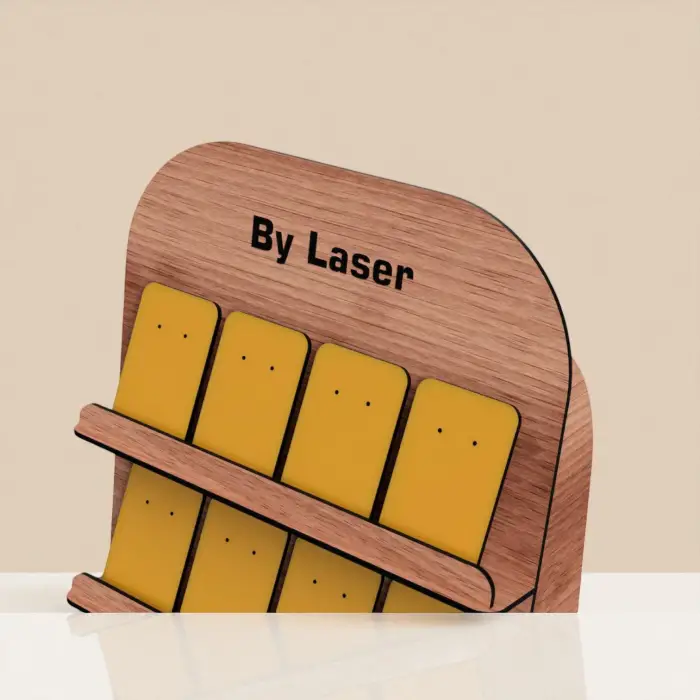 Ahşap MDF Kartlı Küpe Teşhir Standı | 14 Kart Dahil | 250x480mm Profesyonel Ünite