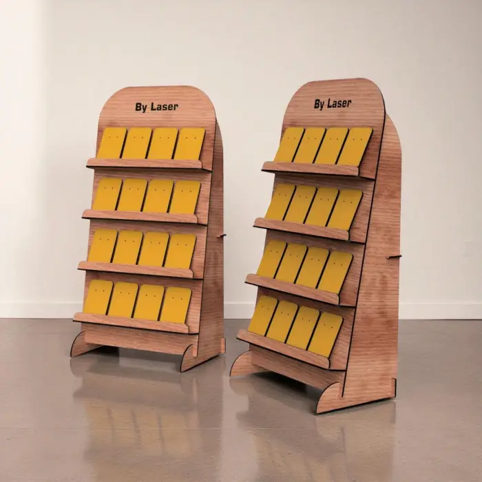 Ahşap MDF Kartlı Küpe Teşhir Standı | 14 Kart Dahil | 250x480mm Profesyonel Ünite