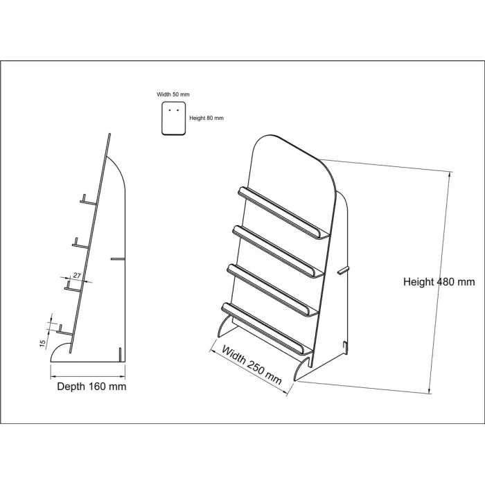 Ahşap MDF Kartlı Küpe Teşhir Standı | 14 Kart Dahil | 250x480mm Profesyonel Ünite