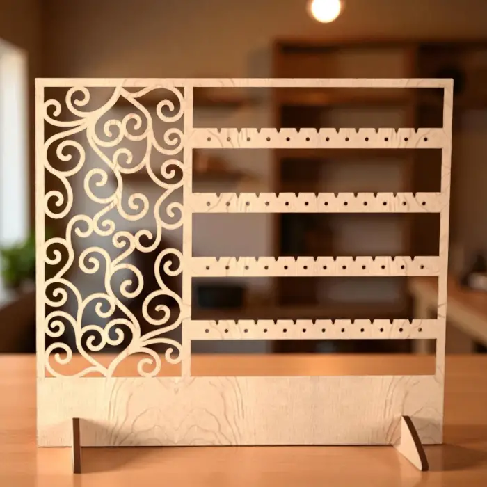 Ahşap MDF Küpe Standı | 180x170mm Profesyonel Teşhir Paneli