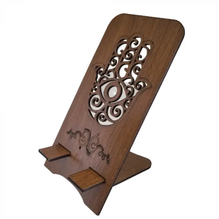 Ahşap MDF Telefon Standı (8.5x17.5 cm) El Figürlü Masaüstü Stand