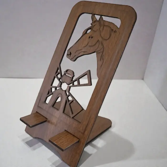 Ahşap MDF Telefon Standı – At Figürlü Dekoratif Model (8.5x17.5 cm)