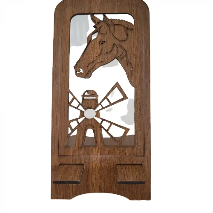 Ahşap MDF Telefon Standı – At Figürlü Dekoratif Model (8.5x17.5 cm)