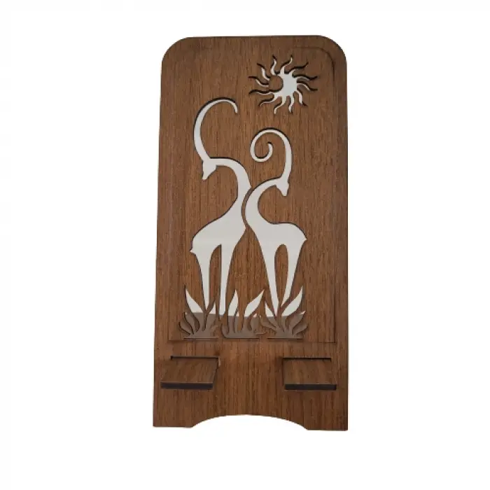 Ahşap MDF Telefon Standı – Geyik Figürlü Estetik Seri (8.5x17.5 cm)