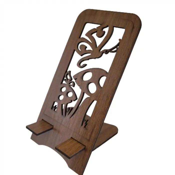 Ahşap MDF Telefon Standı – Kelebek Figürlü Dekoratif Model (8.5x17.5 cm)