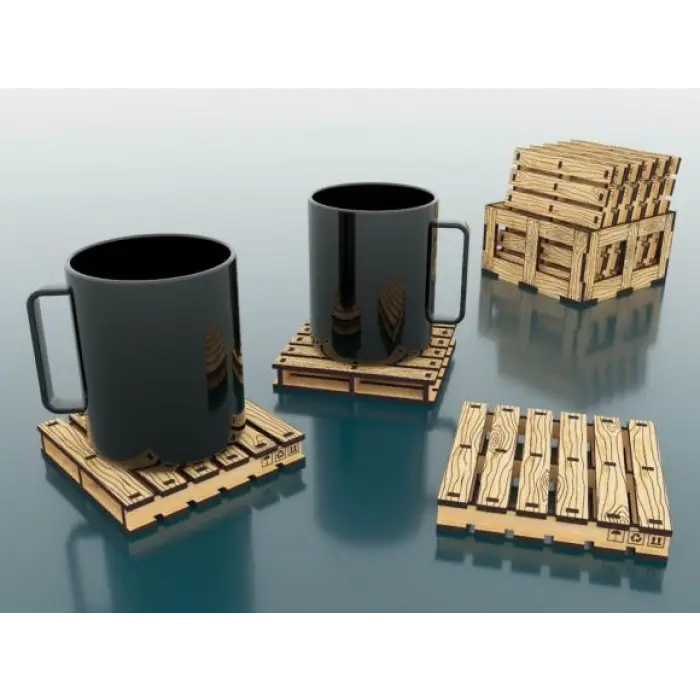 Ahşap Palet Modelli Bardak Altlığı 6 lı Set