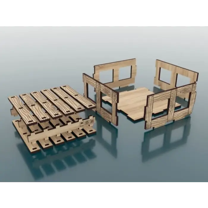 Ahşap Palet Modelli Bardak Altlığı 6 lı Set
